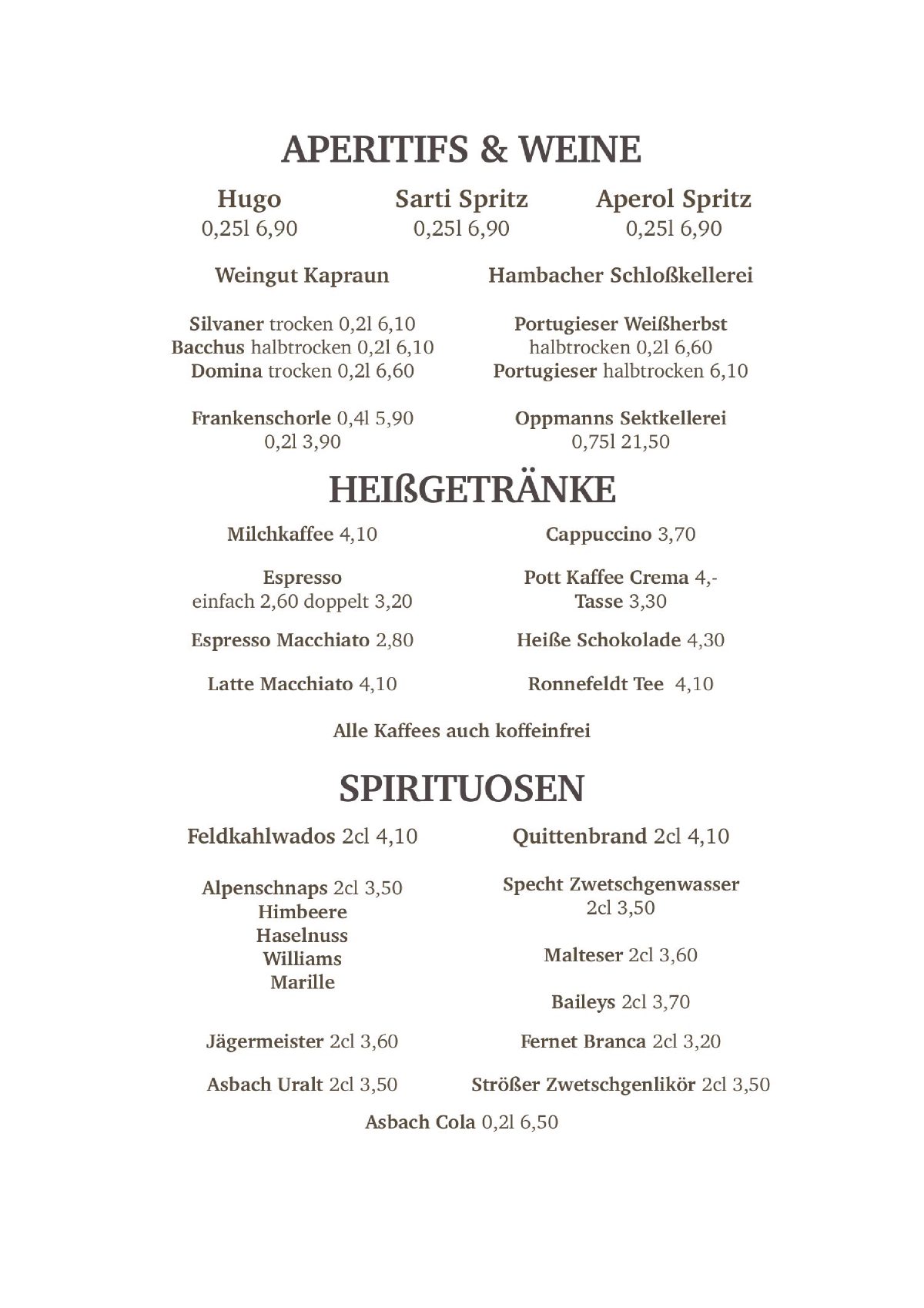 Speisekarte, Seite 2 von 5