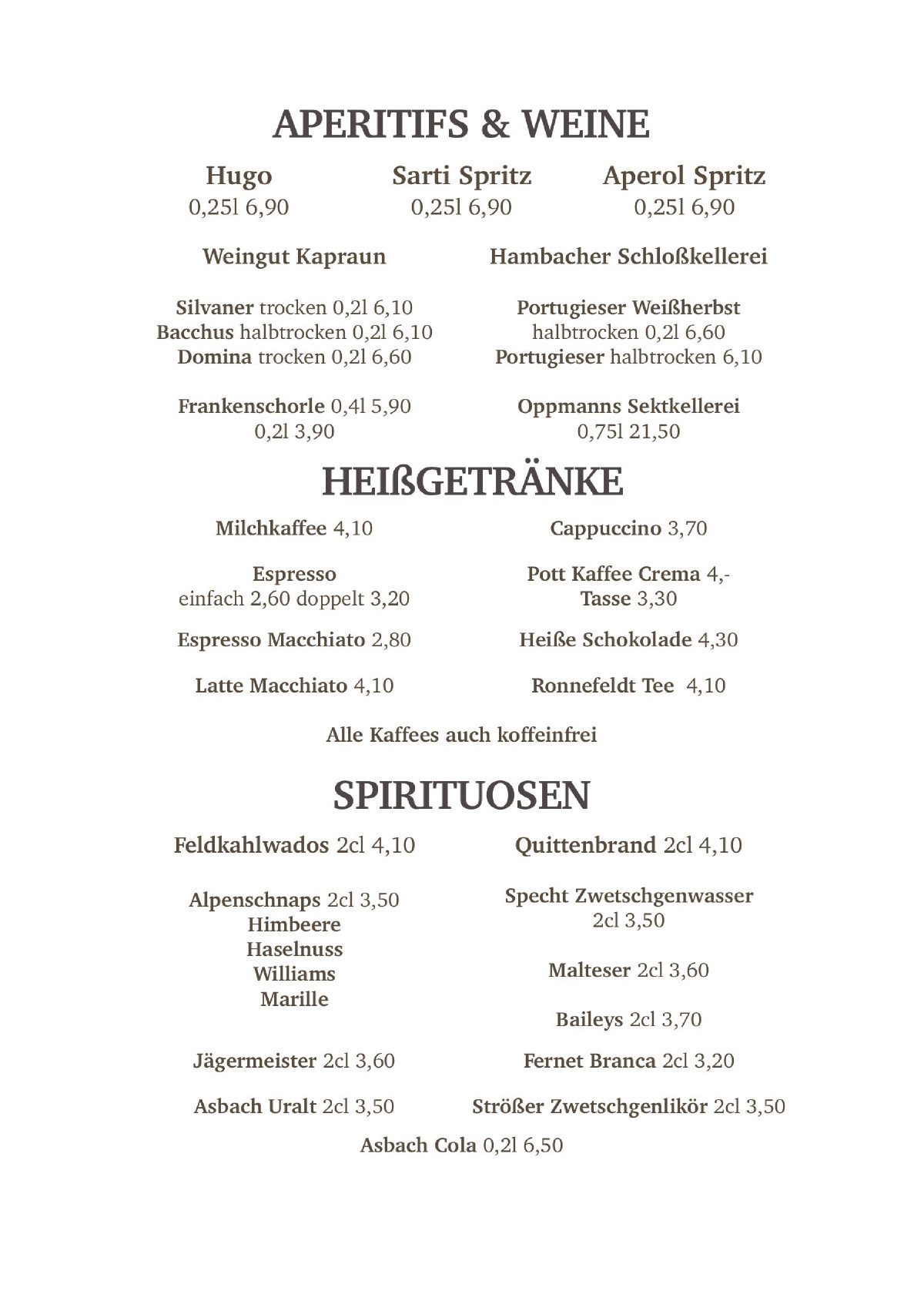 Speisekarte, Seite 2 von 6
