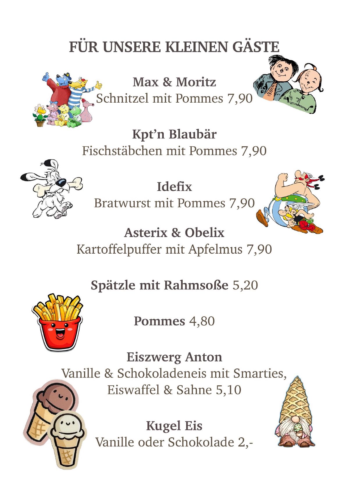 Speisekarte, Seite 5 von 6