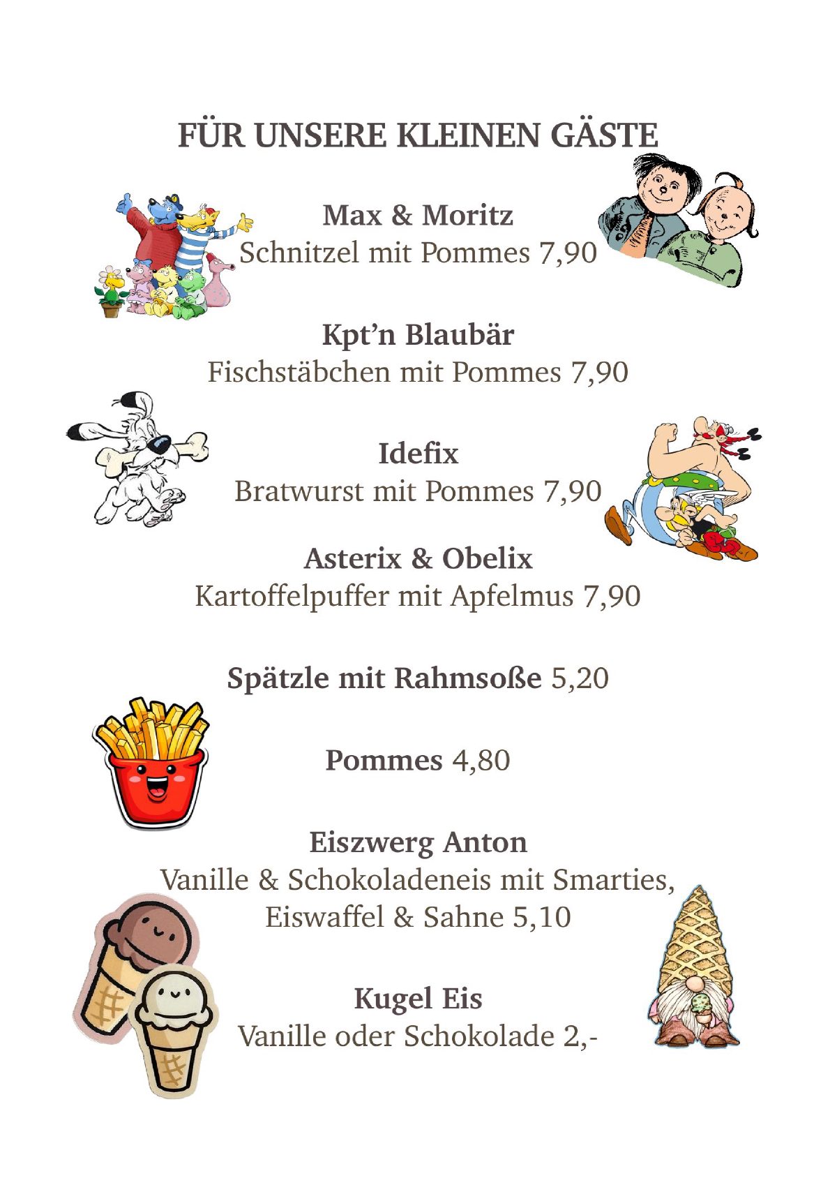 Speisekarte, Seite 5 von 5